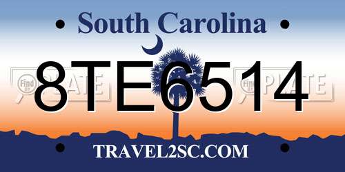 8TE6514 South Carolina License Plate