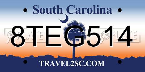 8TEG514 South Carolina License Plate
