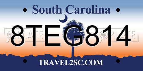 8TEG814 South Carolina License Plate