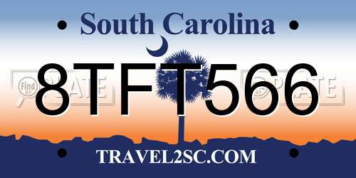 8TFT566 South Carolina License Plate