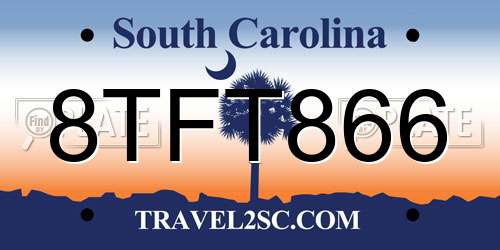 8TFT866 South Carolina License Plate