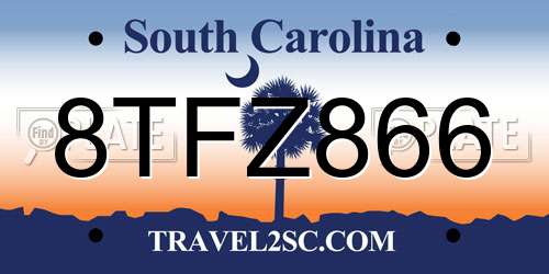 8TFZ866 South Carolina License Plate