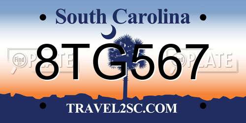 8TG567 South Carolina License Plate