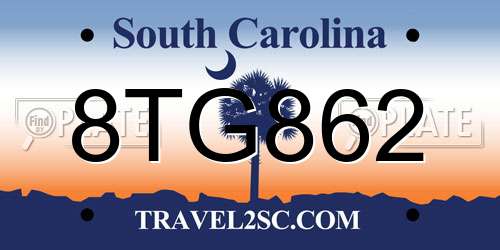 8TG862 South Carolina License Plate