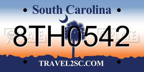 8TH0542 South Carolina License Plate