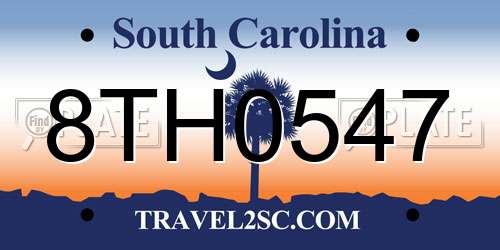 8TH0547 South Carolina License Plate