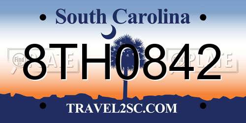 8TH0842 South Carolina License Plate