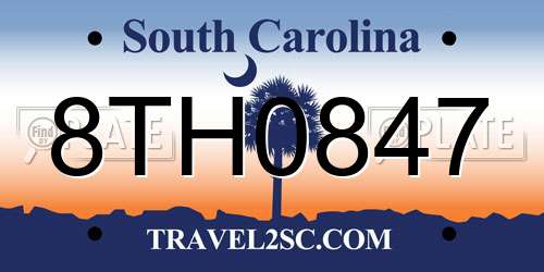 8TH0847 South Carolina License Plate