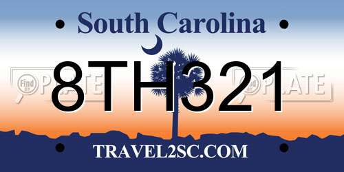 8TH321 South Carolina License Plate