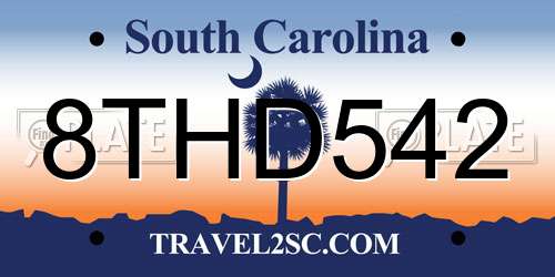 8THD542 South Carolina License Plate