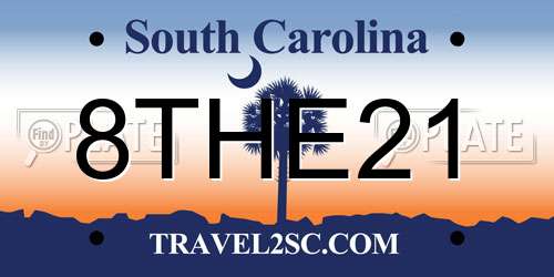 8THE21 South Carolina License Plate