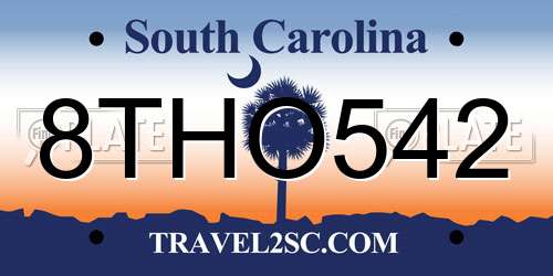 8THO542 South Carolina License Plate