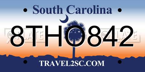 8THO842 South Carolina License Plate