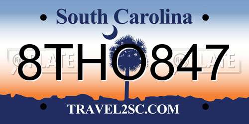 8THO847 South Carolina License Plate