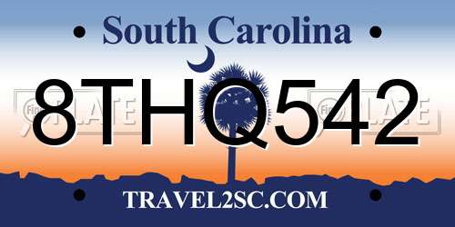 8THQ542 South Carolina License Plate