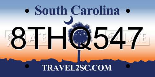 8THQ547 South Carolina License Plate