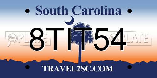 8TIT54 South Carolina License Plate