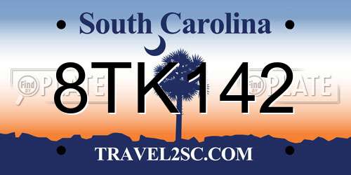 8TK142 South Carolina License Plate