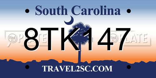 8TK147 South Carolina License Plate