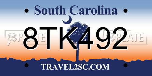 8TK492 South Carolina License Plate