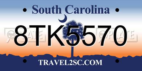 8TK5570 South Carolina License Plate