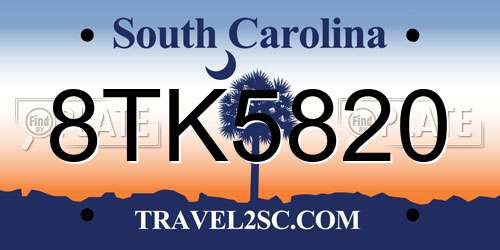 8TK5820 South Carolina License Plate