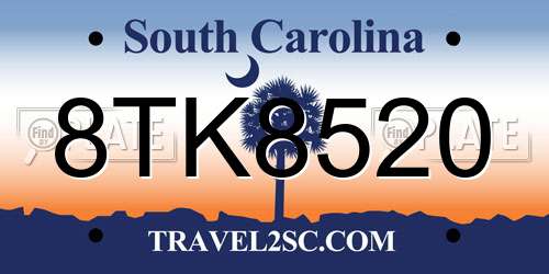 8TK8520 South Carolina License Plate