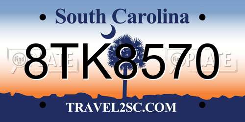 8TK8570 South Carolina License Plate