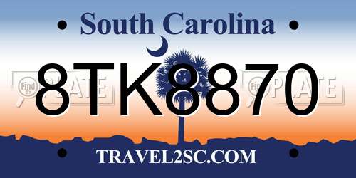 8TK8870 South Carolina License Plate