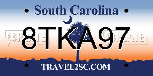 8TKA97 South Carolina License Plate