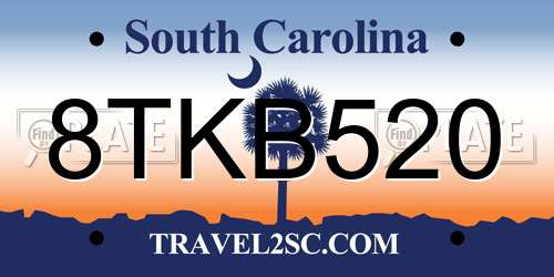 8TKB520 South Carolina License Plate