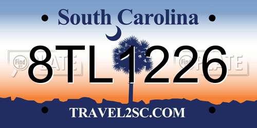8TL1226 South Carolina License Plate