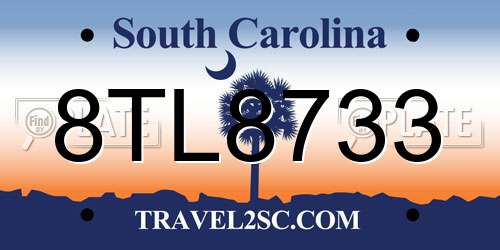 8TL8733 South Carolina License Plate