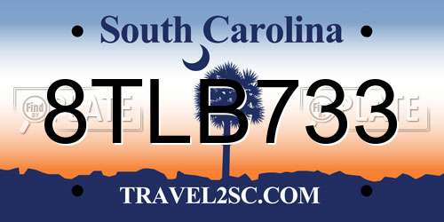8TLB733 South Carolina License Plate