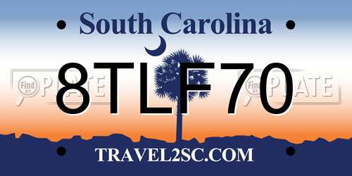 8TLF70 South Carolina License Plate