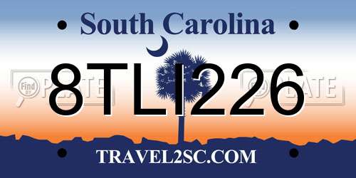 8TLI226 South Carolina License Plate