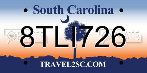 8TLI726 South Carolina License Plate