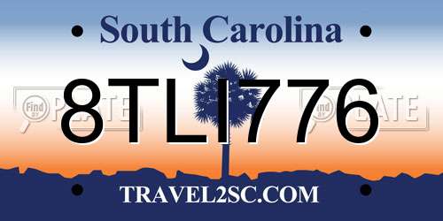 8TLI776 South Carolina License Plate
