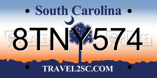 8TNY574 South Carolina License Plate