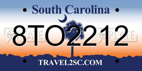 8TO2212 South Carolina License Plate