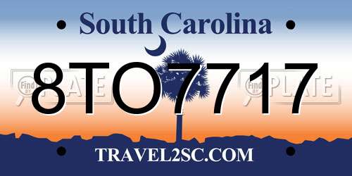 8TO7717 South Carolina License Plate