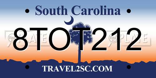 8TOT212 South Carolina License Plate