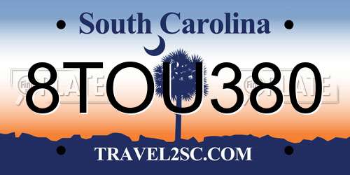 8TOU380 South Carolina License Plate