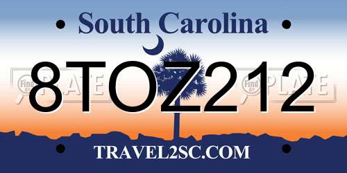 8TOZ212 South Carolina License Plate