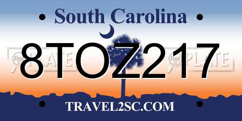 8TOZ217 South Carolina License Plate