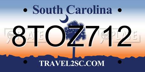 8TOZ712 South Carolina License Plate