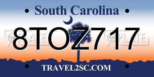 8TOZ717 South Carolina License Plate