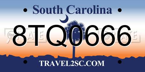 8TQ0666 South Carolina License Plate