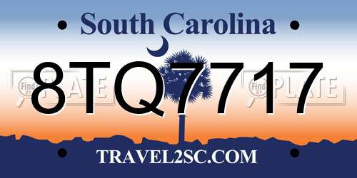 8TQ7717 South Carolina License Plate