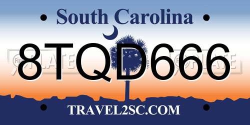 8TQD666 South Carolina License Plate